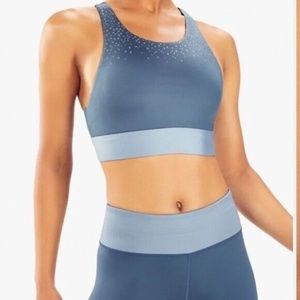 Fabletics Ultra Cool SET: Sports Bra & Crop Blue Leggings Size XS